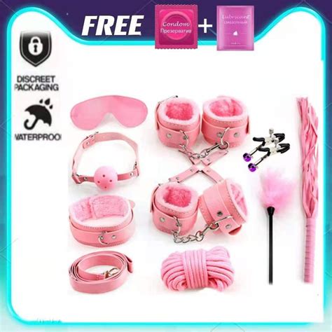 Bdsm Couple Handcuffs Blindfold Whip With Dice Black Pink Red Bondage Sex Toys By Shex Shopee