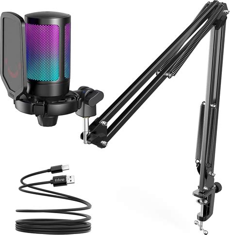 FIFINE RGB Gaming PC USB Microphone with Boom Arm Australia | Ubuy