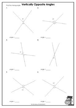 Vertically Opposite Angles Worksheets by Mr Monkey | TPT