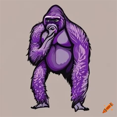 Purple Gorilla Standing Strong On Craiyon