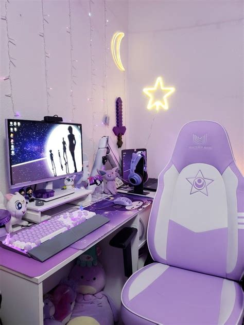 Pastel Purple Gaming Setup Gamer Setup Gaming Room Setup Pc Setup