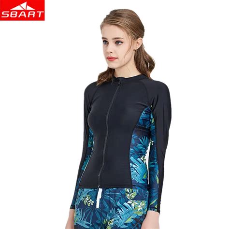 Sbart Women Surfing Rash Guards Long Sleeve Swimsuits Tops Jacket