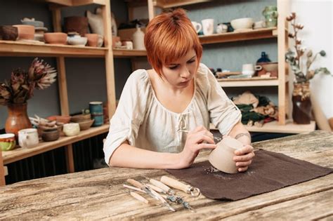 Premium Photo Female Potter Making Pottery Creation