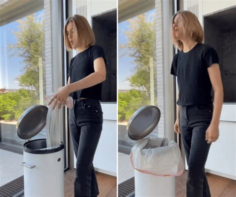Woman shares an effortless hack to change garbage disposal bags leaving