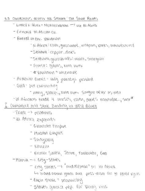 WHAP Unit 2 Ways of the World Ch. 3 Sand Roads Notes - LydiaKrashikov