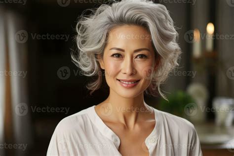 Mature Asian Woman Portrait Generative AI Stock Photo At Vecteezy