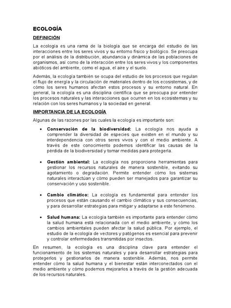 EcologÍa Definicion E Importancia Descargar Gratis Pdf Ecología Entorno Natural