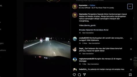 Viral Pengendara Motor Nekat Terobos Jalan Tol Di Medan Saat Malam