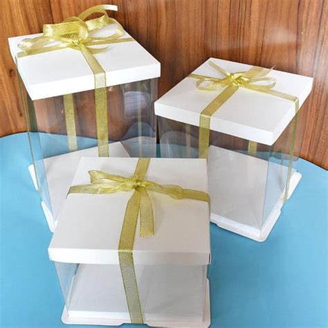 Коробка для торта Квадратная, прозрачная 32*32*40 см Белая, цена 381 ...