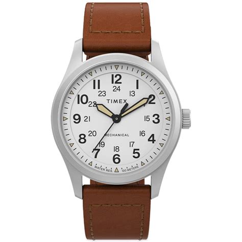 Timex Expedition Field Post Mechanical Watch Brown And Chrome End