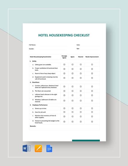 Hotel Housekeeping Checklist Template - Flyer Template