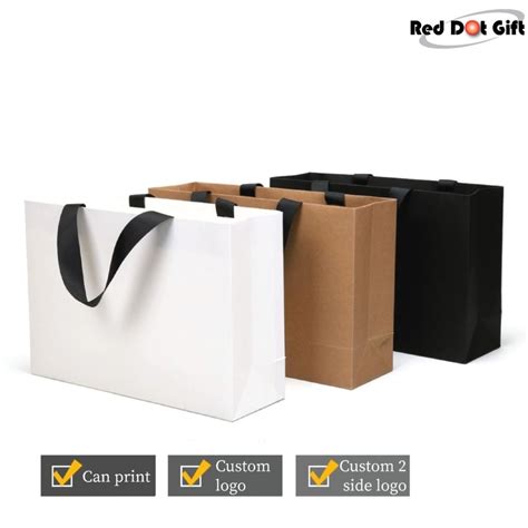 White Plain Gift Bags Shopping Bag Party Favor Bags With Black