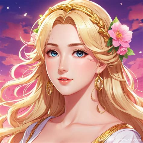 Blonde Aphrodite In Greek Tunic Anime Style Stable Diffusion Online