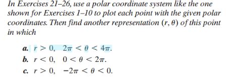 Solved In Exercises 21 26 Use A Polar Coordinate System Chegg