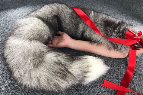Handmade Gray Fox Fur Tail Plug Fox Tail Plug Wolf Tail Butt Plug Cat Tail Plug Anal Plug Tail