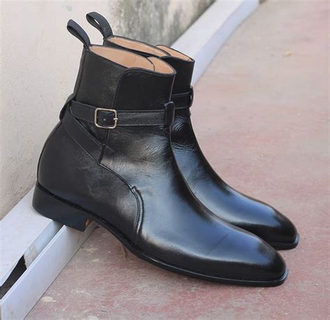 Ankle High Black Color Jodhpurs Boot Men S Handmade Leather Buckle Boots Jodhpur Boots High