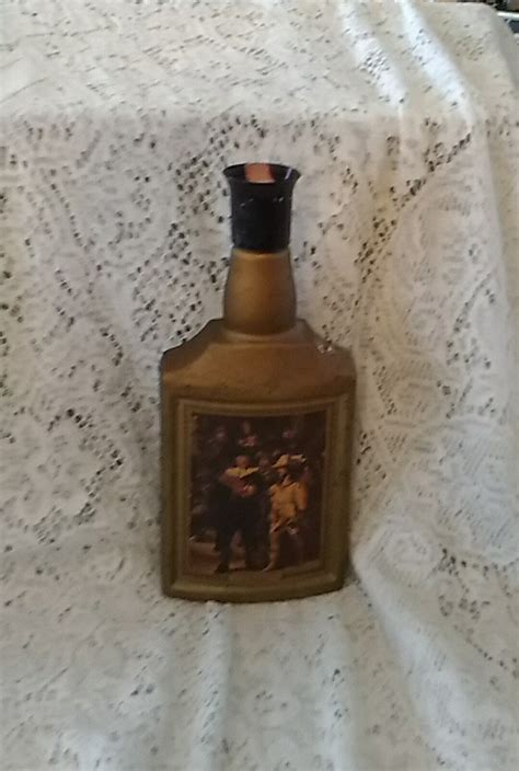 Empty Jim Beam Gold With Crackled Glass Decanter Night Watch Rembrandt