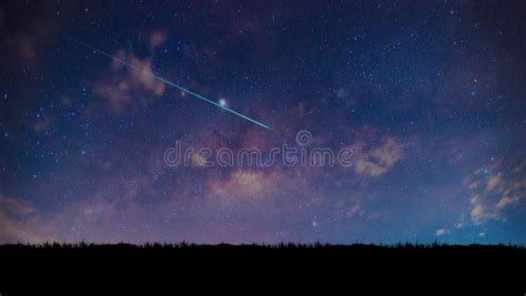 Night Sky Stardust In Deep Universea Meteor Is Falling From The Sky