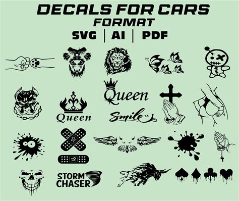 Car Stickers Pack 5 Svg Vectors Bundle Stickers Vectors Amo 2