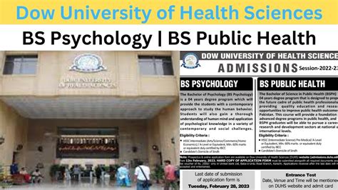 Dow University Of Health Sciences Admissions 2022 2023 Bs Psychology