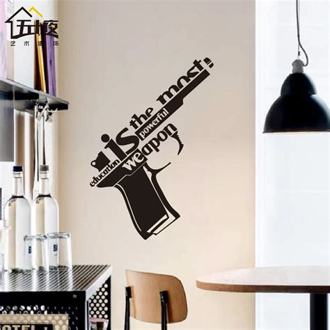 Aliexpress.com : Buy Gun Art Wall Sticker Mechanical Gun Quote Mural ...