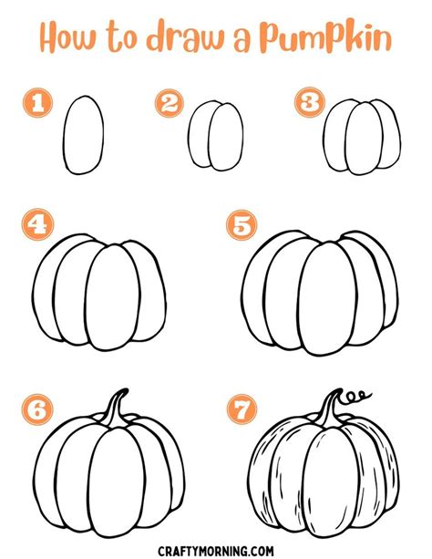 How To Draw A Pumpkin Easy Step By Step Pumpkin Drawing Easy Halloween Drawings Halloween