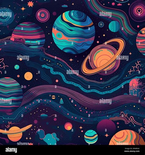 A celestial scene featuring a multitude of planets and stars set ...