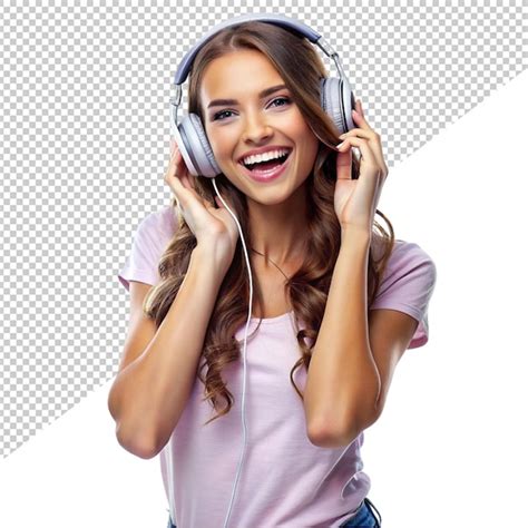 Premium Psd Women Wearing Headphones On Transparent Background