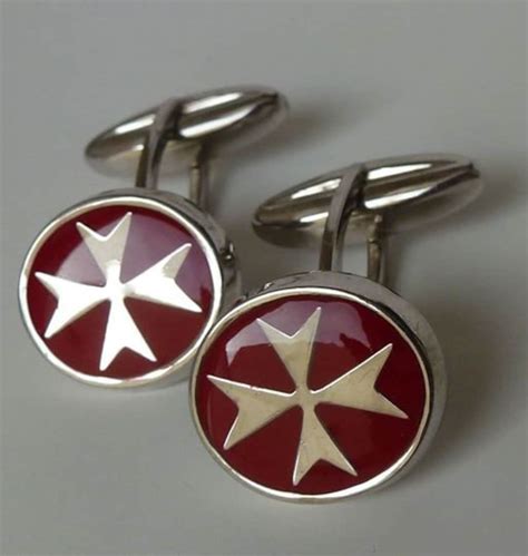 Silver 925 Cufflinks Malta Cross T For Him With Red Black Or Blue