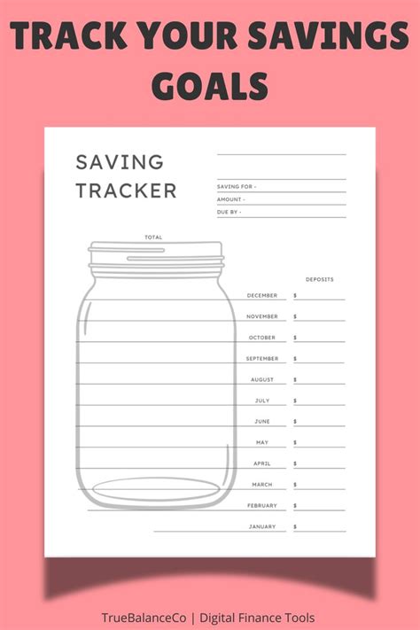 savings jar tracker printable black white yearly savings challenge
