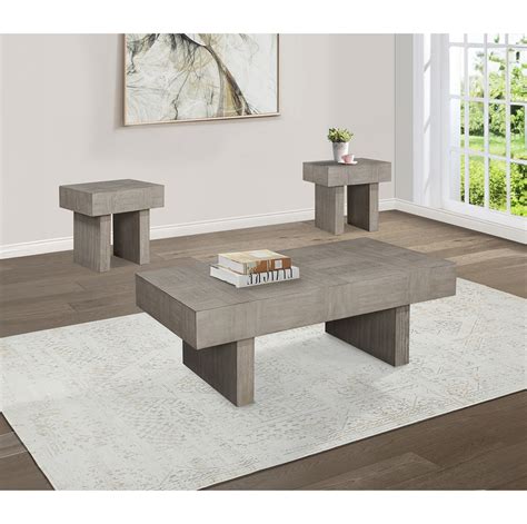 Hokku Designs 3pc Contemporary Style Coffee Table And 2x End Tables