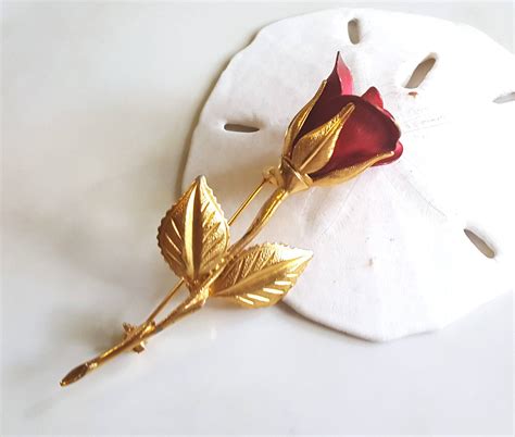 Red Rose Brooch Covann Designer Brooch Metal Rose Brooch