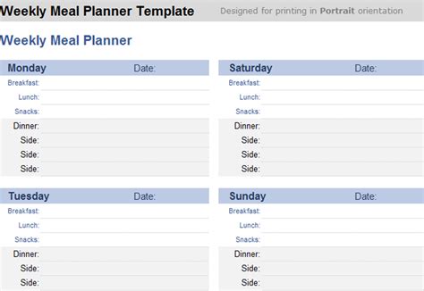 Weekly Meal Planner Excel Templates Free Download Available From Ace Digi