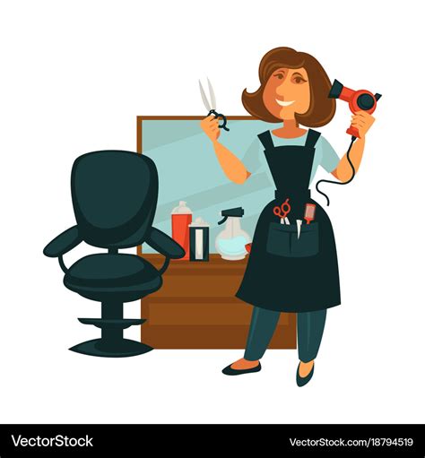 Hairdresser Woman In Hair Beauty Salon Royalty Free Vector