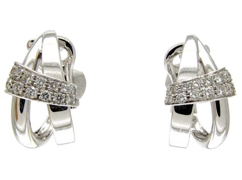 Asprey 18ct White Gold And Diamond Double Hoop Earrings 144c The