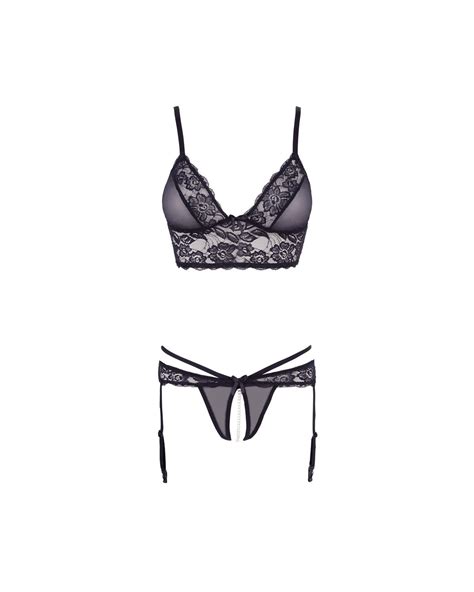 Ensemble Bralette String Ouvert Avec Jarretelles Cottelli Lingerie