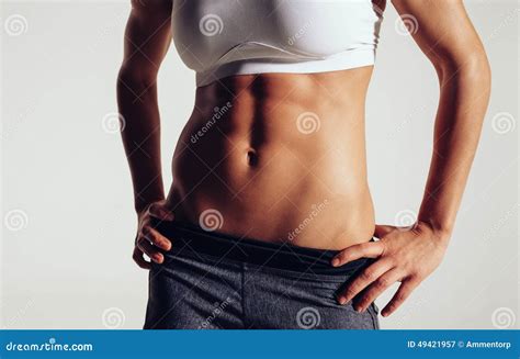 Slim And Fit Woman Belly Stock Image Image Of Exercising 49421957