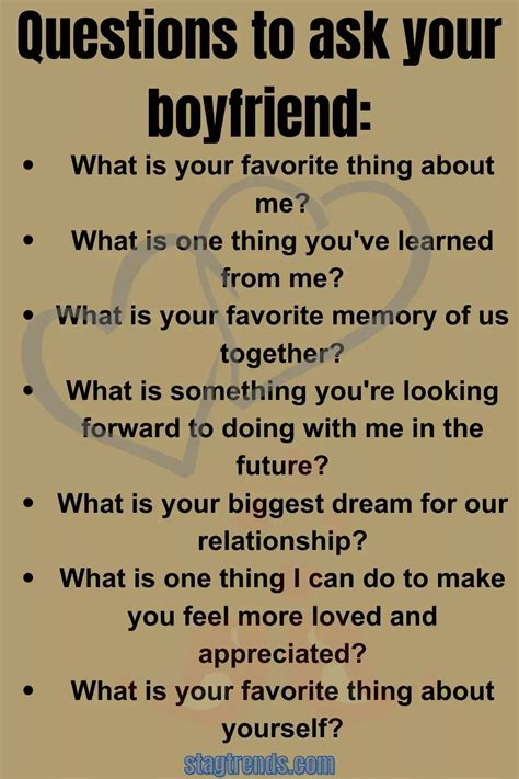 Questions To Ask Your Boyfriend