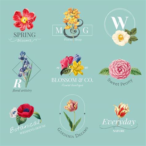 set  botanical logo design vectors  stock vector