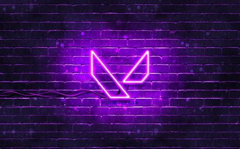 Download Wallpapers Valorant Violet Logo 4k Violet Brickwall