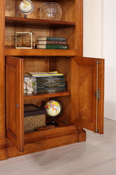 Biblioth Que Portes Ang Le En Merisier Massif De Style Directoire