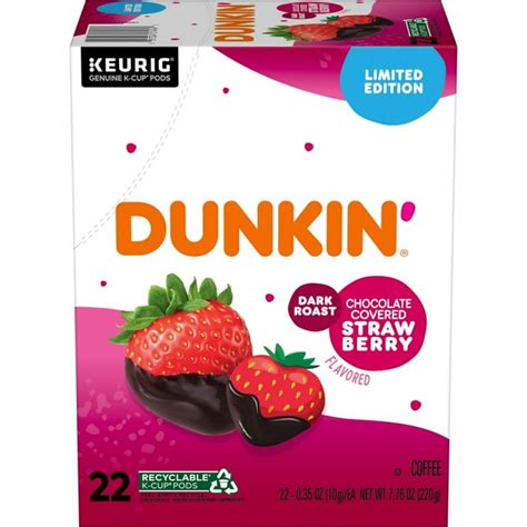 Dunkin Chocolate Covered Strawberry Ground Coffee Dark Roast Keurig