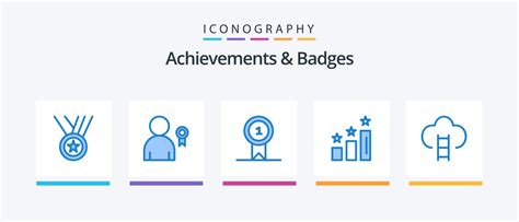 Achievements And Badges Blue 5 Icon Pack Including Game Career Prize