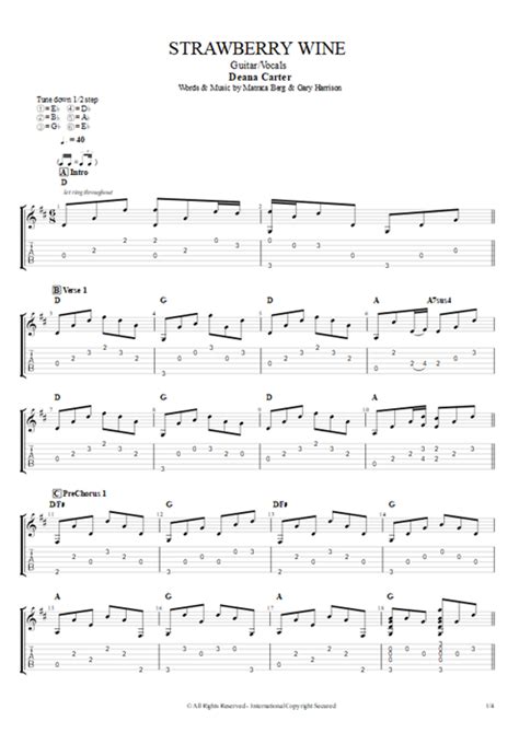 Strawberry Wine Tab By Deana Carter Guitar Pro Guitarvocals