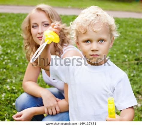 Happy Blonde Mother Son Playing Park Stock Photo 149137631 Shutterstock