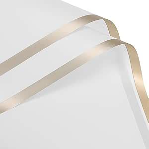 Sourcing Map 20 Pcs Gold Edge Flower Wrapping Paper White 22 8x22 8