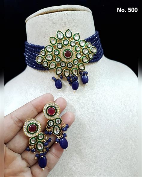 Wedding Wear Artificial Jewelry Traditional Kundan Meena Chick Set With