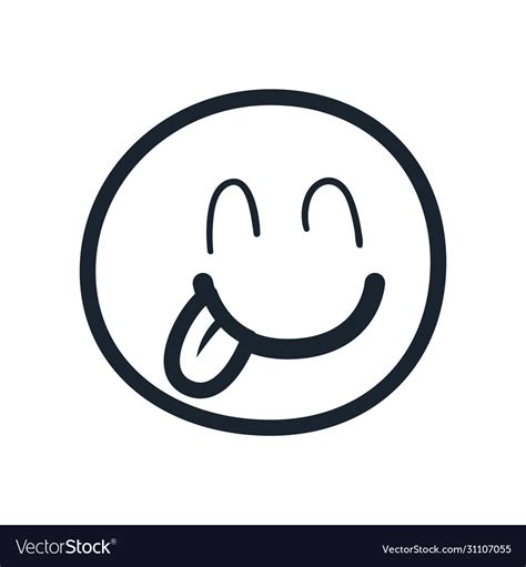 Yum Emoji Face Line Style Icon Design Royalty Free Vector