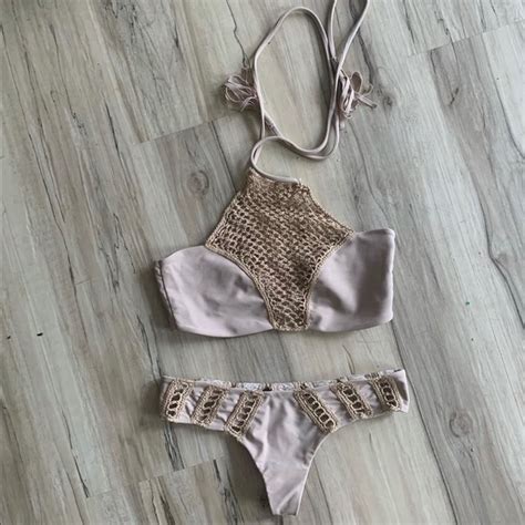 Acacia Swimwear Swim Acacia Nude Crochet Bikini Set Poshmark