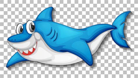 Smiling cute shark cartoon character isolated 1945709 Vector Art at ...